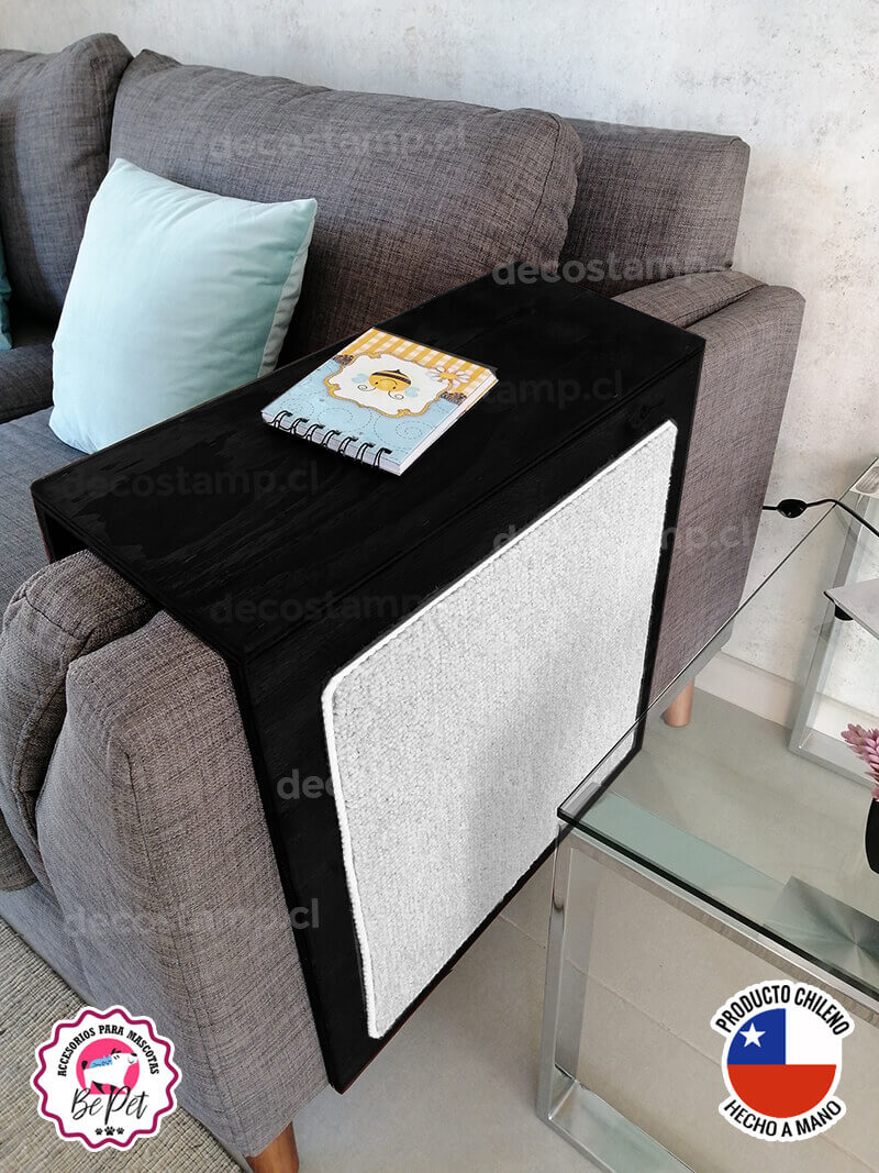 Rascador Gato Alfombra para Sofá costado y mesita negro